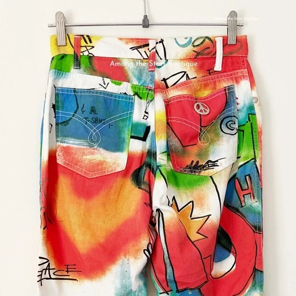 Super Rare Vintage 90s Moschino Graffiti Print Jeans Alt. ASO Phoebe in Friends - Picture 14 of 14